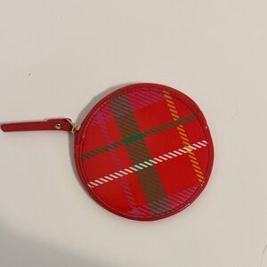 kate spade Red Plaid Round Coin Pouch